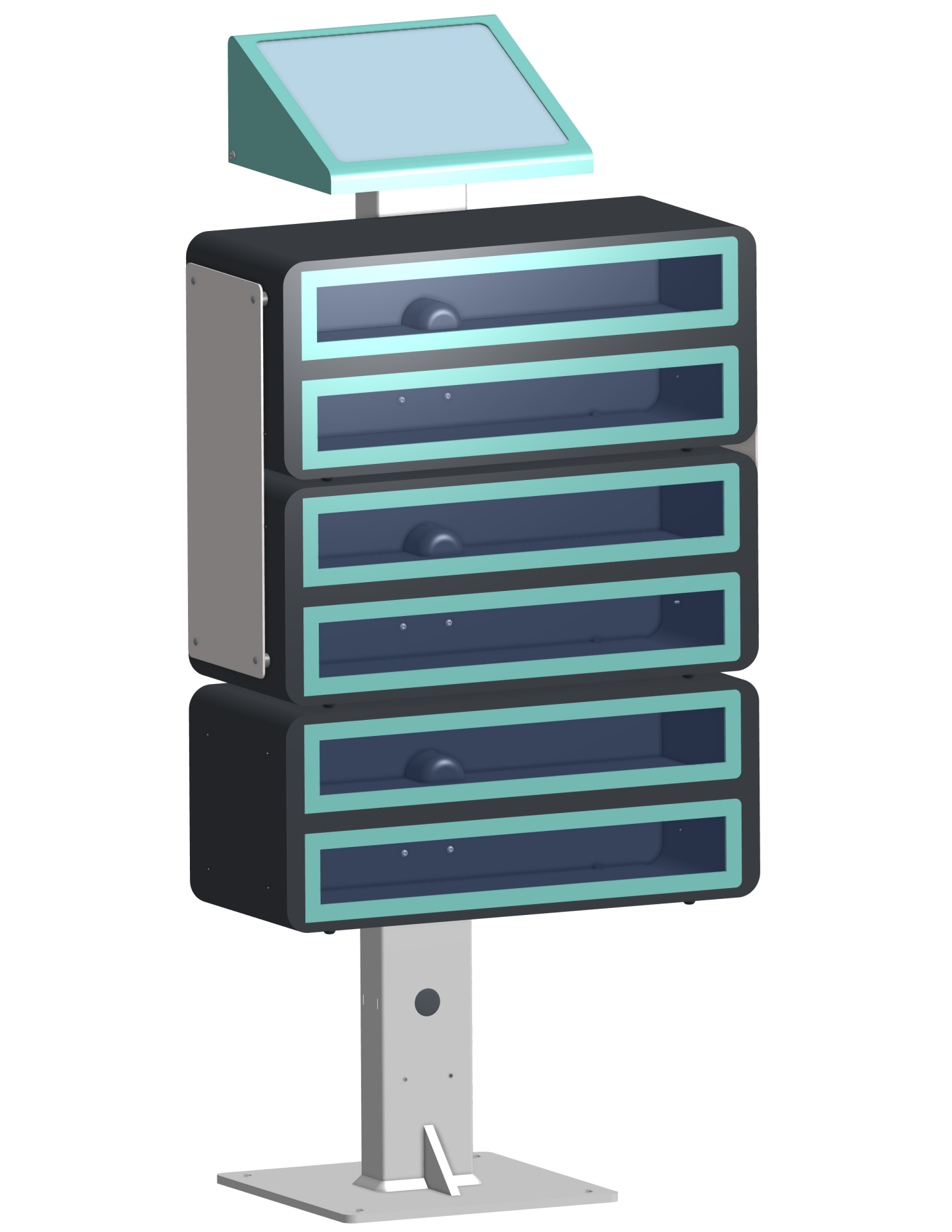 6-locker kiosk: 0 standard, 6 tennis